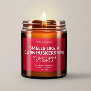 Smells Like A Cornhuskers Win Candle, Football Candle, Candle Gift