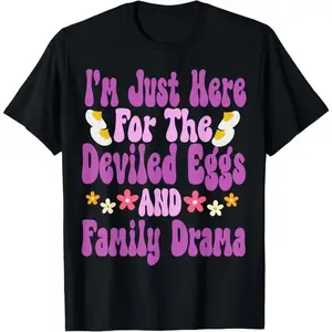 graphic tees Casual Cotton shortsleeve tees I'm Just Here The Deviled Eggs T-Shirt90s graphic tees