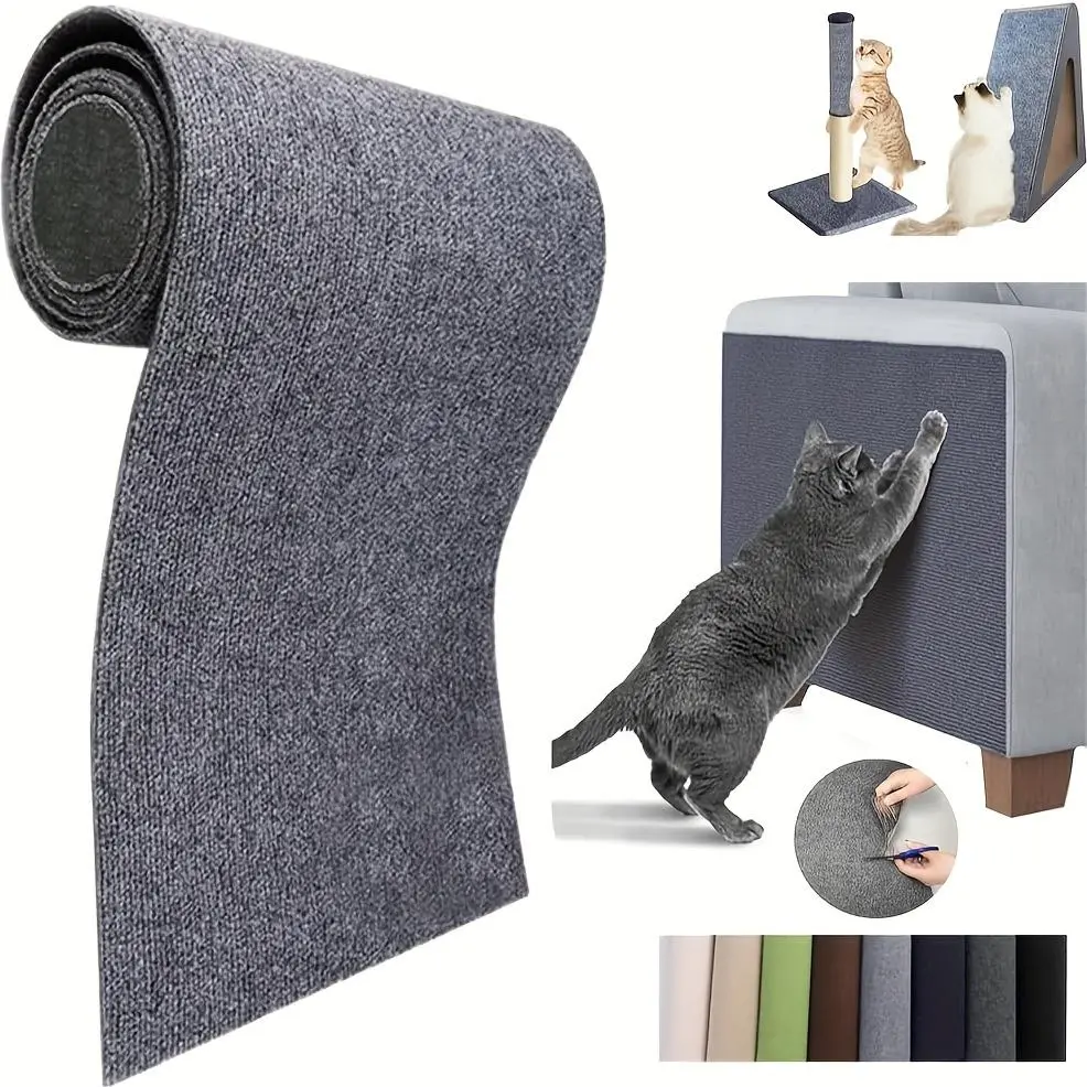 Self-Adhesive Cat Scratch Pad, Multi-Color & Size Options, Trimmable Furniture Protector Mat That Protects Furniture for Cat Trees/Doors/Sofas