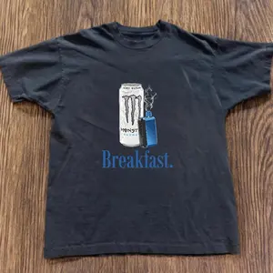 Gildan Men’s Black T-Shirt, Black Monster Energy Breakfast Tee, Unisex Vintage Graphic Tees Gothic Grunge Y2K Emo Scene Amity Affliction Style Clothes Men Women Streetwear