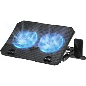 Laptop Cooling Pad with Dual Fans – Adjustable 5-Height Stand, 2 USB Ports, Ultra-Slim Gaming Cooler for 10-15.6 Inch Laptops