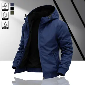 Men's Hooded Bomber Jacket Light Thin Windproof Fabric Hidden Side Pocket Street Function Daily Commuting Trendy Versatile Personality