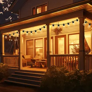 Outdoor solar string lamp, 15m  25 lights, solar power supply outdoor skewers,, anti -crushed LED bulb belt USB port, lighting string, stepless warmwhite