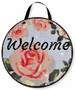 Rose Diamond Art Painting Kit, ROUND Drills, 12.5" Hanging Sign