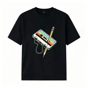 good graphic tees summer graphic tees Retro 80s 90s Cassette Music Note Print T-shirt Women Casual Crew Neck Short Sleeve Black Vintage Graphic Tee For Daily Party Streetwear White Funny Retro T-shirt Round Neck Tshirt