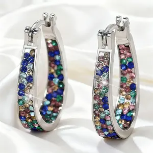 Fashionable Multicolor Cubic Zirconia Dangle Earrings for Women Hypoallergenic Jewelry Women's Dainty Accessories