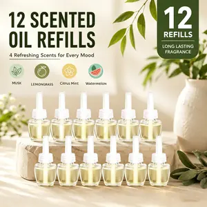 12Pcs Electric Plug-in Air Freshener Refills, Available in Musk, Lemongrass, Citrus Mint and Watermelon Scents fill