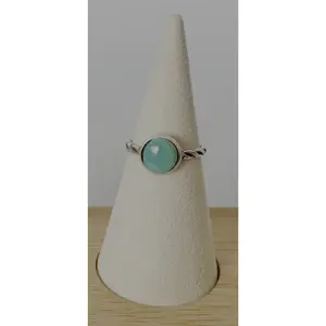 Kingman Turquoise Round Ring - Sterling Silver - Size 5.5