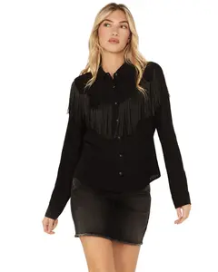 Idyllwind Women's Women'S Etta Fringe Long Sleeve Snap Western Shirt - Iwfa24w81-Blk