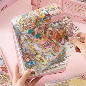 3D Scene Sticker Book Set, 49pcs Cute Cartoon Creative Stickers, DIY Decorative Stickers for Scrapbooking & Journal Making