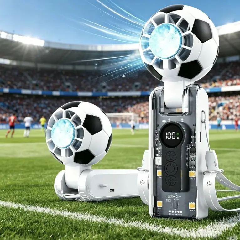 Portable Handheld Jet Fan - Multifunctional Cooling Fan with Ice Compress, New Design, Digital Display, Collapsible, 13500 RPM, 222.8g, for Summer Travel, Gifting, Stay Cool, Football Use