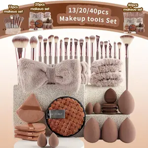 Professional Makeup Tool Set, 20/40 Piece Beauty Kit, Includes Brushes, Face Cleaning Tools, Sponges, Unisex, Portable, Perfect Gift