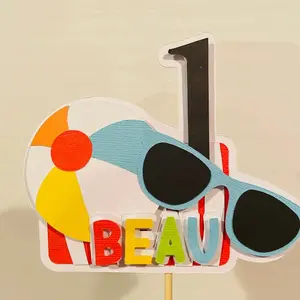 Personalized Pool Party Themed Cake Topper; Splash & Play; Summer Birthday Decor