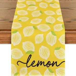1 PC, Yellow Leaves Lemon Summer Table Runner, Seasonal Kitchen Dining Table Decoration For Home Party Decor