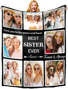 Personalized Birthday Gifts for Sister, Custom Sisters Blanket with Photos, Collage Pictures to My Sisters Gift from Sisters, Graduations, Christmas, Birthday Gifts for Sisters, Best Sister Ever Gifts
