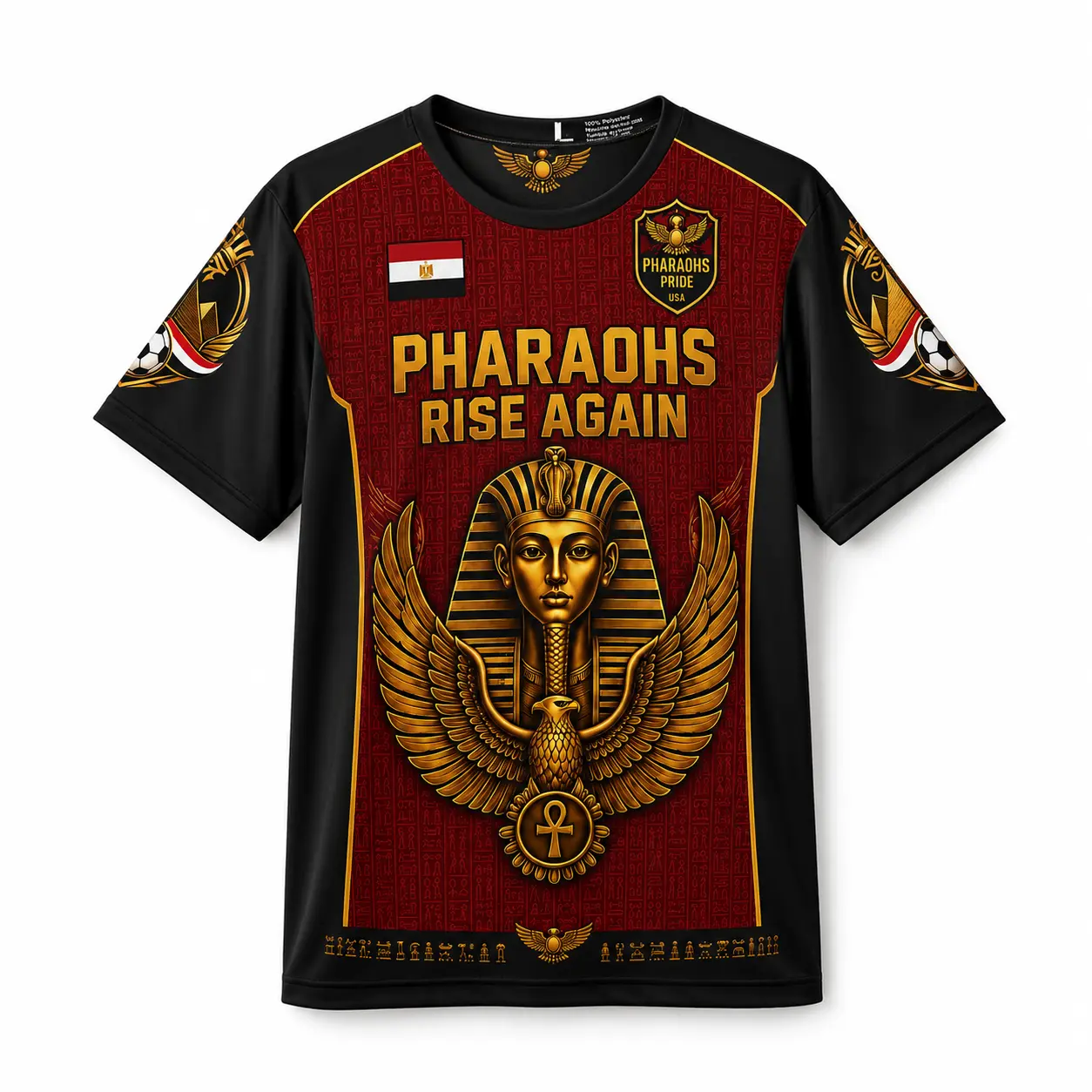 Egypt Pharaohs Football Jersey — Red & Gold Egypt Soccer Fan Shirt