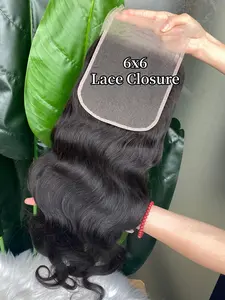 Natural Color Lace Closure Frontal 6x6, Transparent Lace Body Wave Straight Human Hair, 14-26 Inches, Hair Extensions, Human Hair Weave
