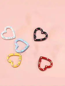 Mother's Day Gift 5-Piece Set Colorful Heart-Shaped Spring Keychains, Assorted Colors for Fun and Functionality, Perfect Key Accessories, Trendy Cute Keychain