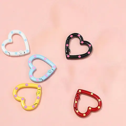 Mother's Day Gift 5-Piece Set Colorful Heart-Shaped Spring Keychains, Assorted Colors for Fun and Functionality, Perfect Key Accessories, Trendy Cute Keychain, Cute Keychain Accessory, Heart Design Keychain