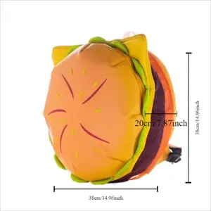 Stylish Hamburger Daypack Laptop Storage Zipper Portable Casual Tote PU Cheeseburger Backpack for Unisex Travel Outdoor Vacation dawndesslo