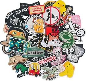 24Pcs Random Funny Patches with Hook and Loop, Embroidered Morale Patches, Meme Military Patch for Backpacks, Tactical Bag, Vests(Style-2)