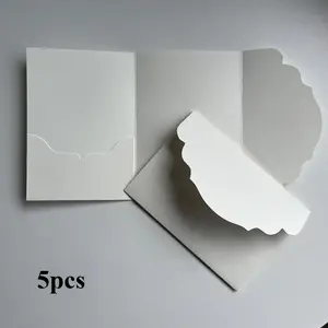 5pcs Blank Pocket Fold Invitation Cards - Wedding Paper Envelopes, Elegant Floral Design, High Quality Paper, Suitable for Weddings, Engagements, Valentine'S Day, Christmas, Thanksgiving - No Electricity Required, Wedding Invitations, Event Invitations