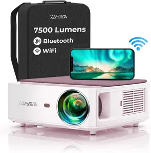 Full HD 1080P Bluetooth WiFi Video Projector, YABER V6 9000 Lumens Portable WiFi Projector Supports 4K Trapezoidal Correction, 50% Zoom, Home Cinema & Presentation PPT