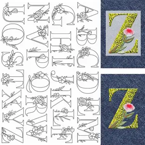 Floral Letter Theme Water-Soluble Embroidery Pattern, Sewing Hobby Embroidery Stabilizer, Auxiliary Patch for Clothing Shoes Hats