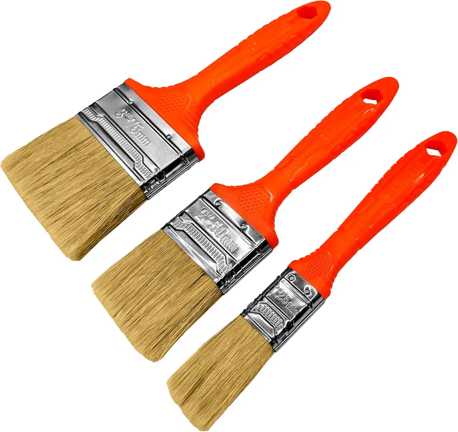Premium Paint Brush Set – 3-Piece Boiled Bristle Brushes (1”, 2”, 3”) for Precision Painting | Professional & DIY Paint Brushes for Walls, Trim, Furniture & Crafts