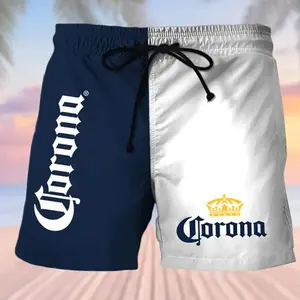 Cor0na Extra Mens Casual Drinking Print Beach Shorts Summer Vacation Wear, Mens Beach Shorts Cor0na Extra Inspired Casual Party Vacation Swim Shorts