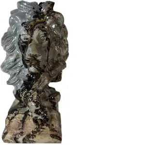 Picture Jasper Lion Head - Natural Stone Sculpture for Home Decor