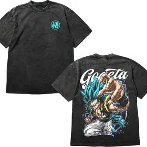 DBZ Blue Energy Warrior Gogeta Wash Tee, Anime Fusion Fighter Graphic Shirt, Vintage Washed Cotton Streetwear, Gift for Him Power Aura Tee