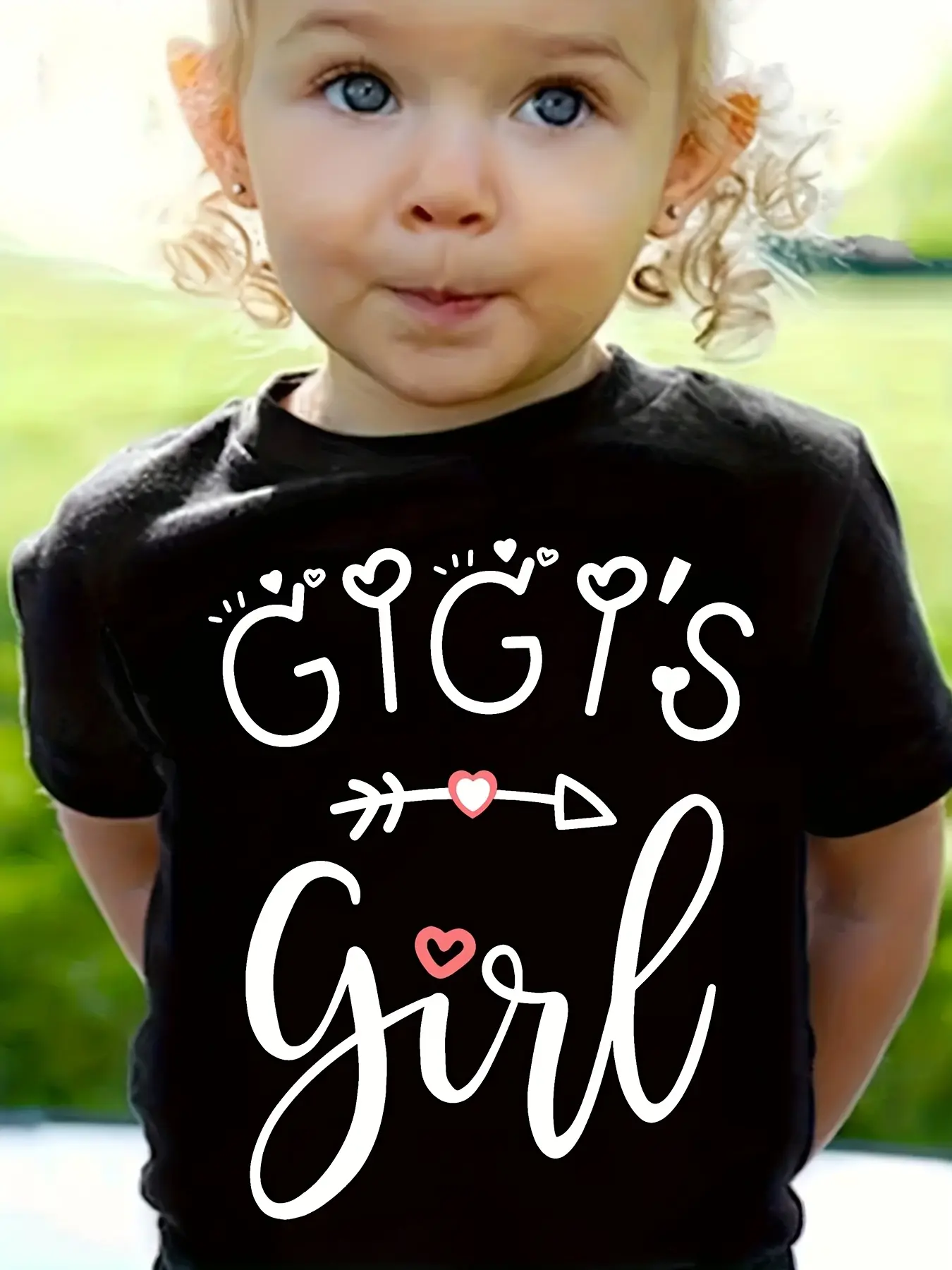 Gigi's Girl Toddler Girls T-Shirt Cute Heart Arrow Hand Script Graphic Short Sleeve Cotton Black Infant Tee Granddaughter Gigi Gift Casual Outfit