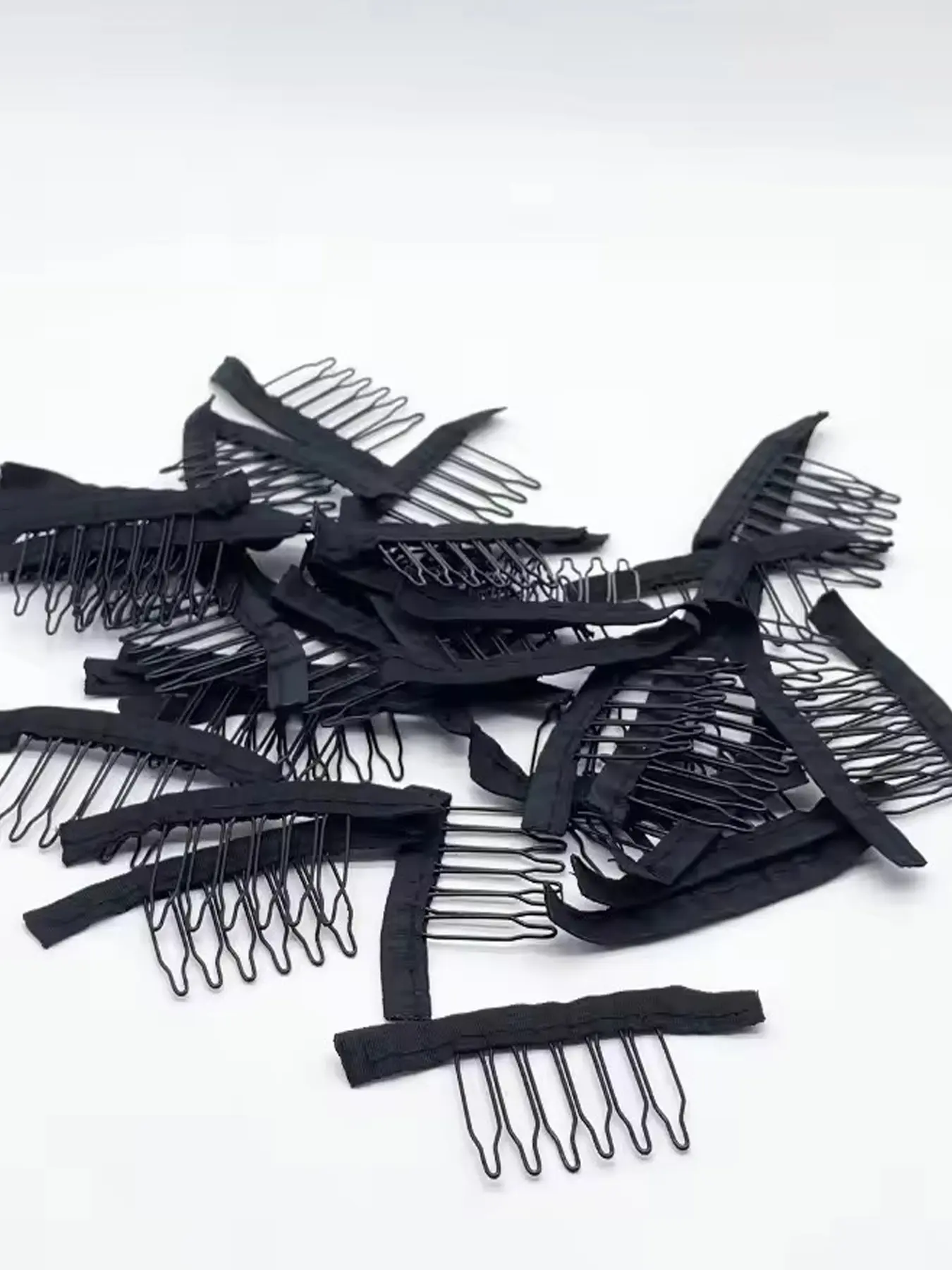 40 pcs black color cloth wig combs 6 teeth hair wig clips for full lace wig cap wig accessories