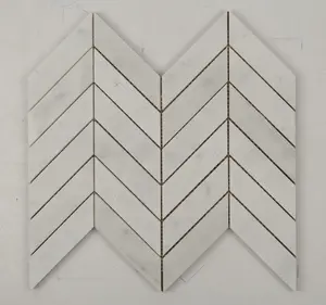 Bianco Nieve Chevron Marble Mosaic Tile
