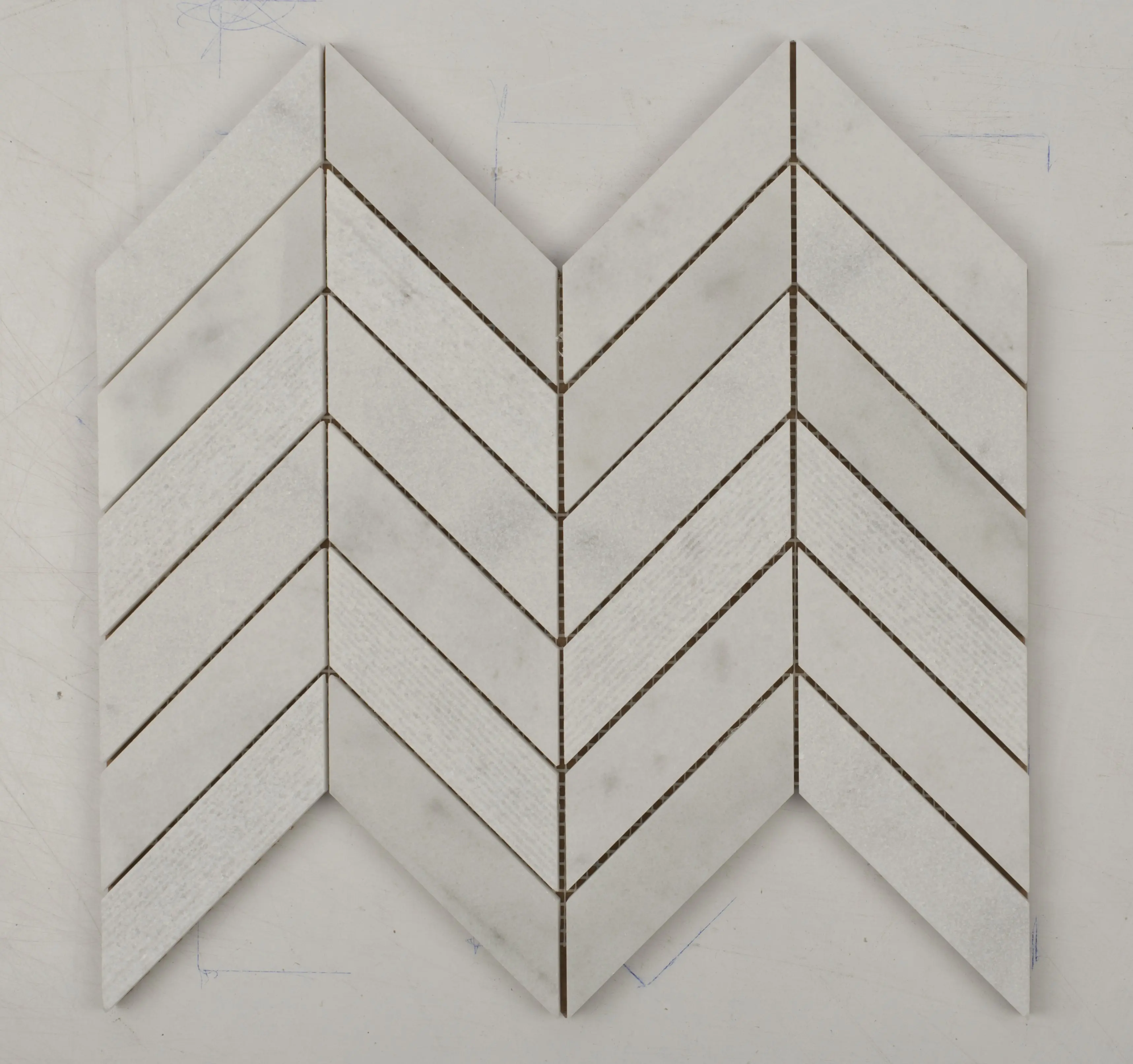 Bianco Nieve Chevron Marble Mosaic Tiles, Traditional Design for Residential, Commercial Kitchen Backsplashes & Flooring Applications