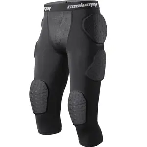 COOLOMG 7-Pad Youth Boys Football Girdle Padded Leggings Durable Athletic Sports Tights with Thigh Pads for Football Youth Compression Training