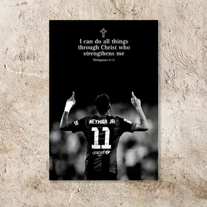 1PC Framed 2D Graphic Design Neymar Football Poster - Suitable for Bedroom, Office, Living Room, Cafe, Bar, Dorm - Fan Inspiration Gift Motivational Football Theme Decoration - Perfect for Football Lovers, Ornaments, Decor, Decoration wall art