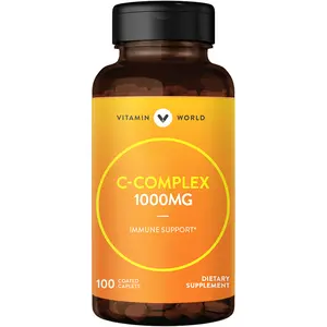 Vitamin World Vitamin C-Complex 1000 mg, Immune Boost, 100 Caplets - Supports Immune System & Skin Health - Healthcare