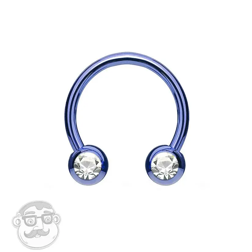 Blue PVD CZ Circular Barbell