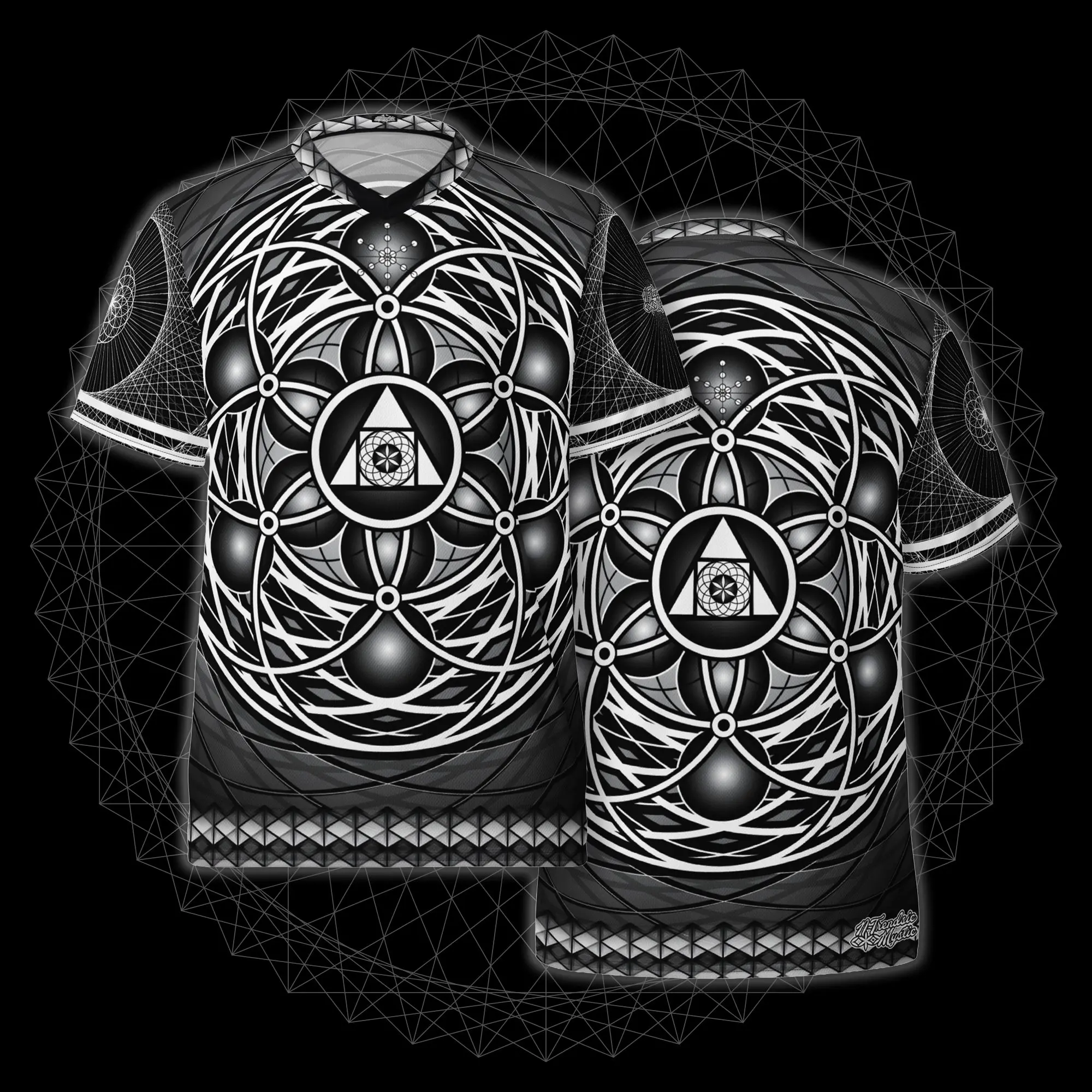 Unisex Harmonic Architect Performance Jersey - NTM Sacred Geometry All-Over Print, Double-Layered V-Neck, Sporty Chic, Breathable, Moisture-Wicking Recycled Poly, 2-Way Stretch, Intentional Production Professional Sports Clothing, Two-Way Stretch, Made To