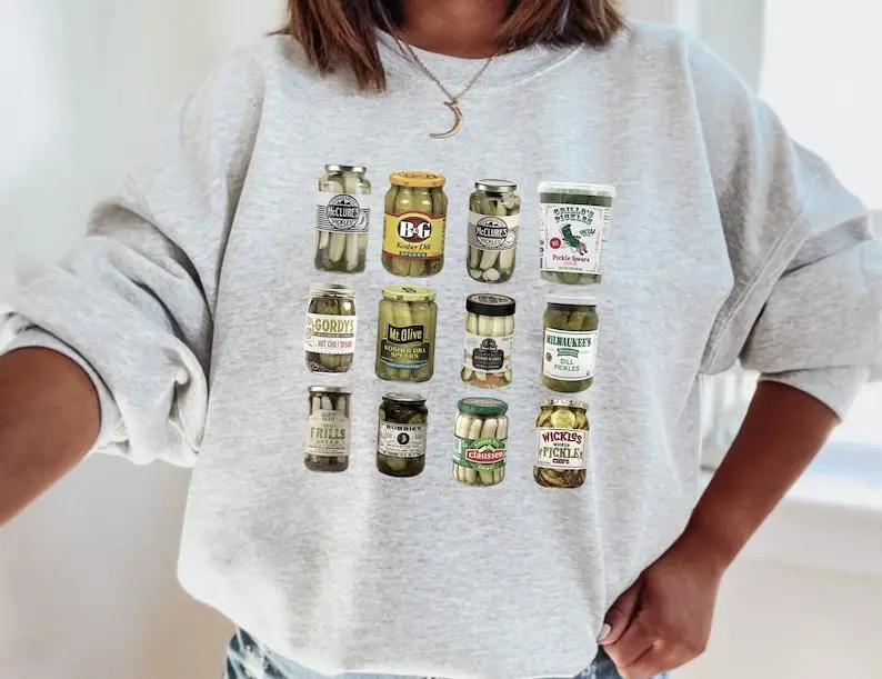 Vintage Canned Pickles Sweatshirt, Pickle Lovers Crewneck Comfort Vintage Canned Pickles Sweatshirt, Pickle Lovers Crewneck Comfort