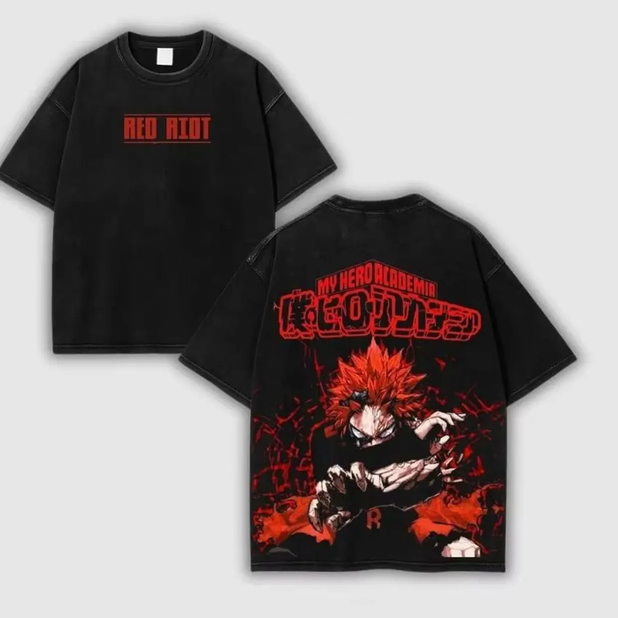 New Kirishima Eijiro Graphic T Shirt My Hero Academia Anime Washed T-shirt Men Women Clothing Oversized Cotton Short Sleeve Tees P
