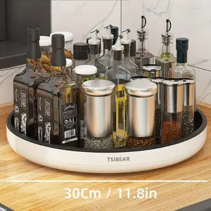 Rotating Spice Rack, 1 Box Multi-functional Seasoning Oil Salt Sauce Vinegar Bottle Display Tray, Household Kitchen Storage Organizer
