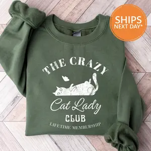 Crazy Cat Lady Club Sweatshirt, Cat Lover Sweatshirt, Cat Lover Gift, Christmas Gift, Gift for Men for Women Womenswear