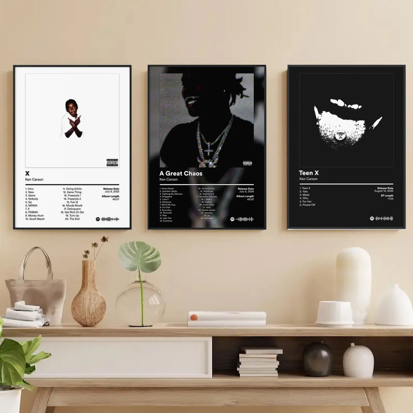 Set of 3 Ken Carson Rapper Album Cover Poster Premium Wall Art Poster Unframed HD Print Home Office Decor Unique Trendy Gift