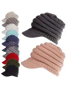 Hatsandscarf Exclusives Women's Ribbed Knit Hat with Brim Knitted Hat