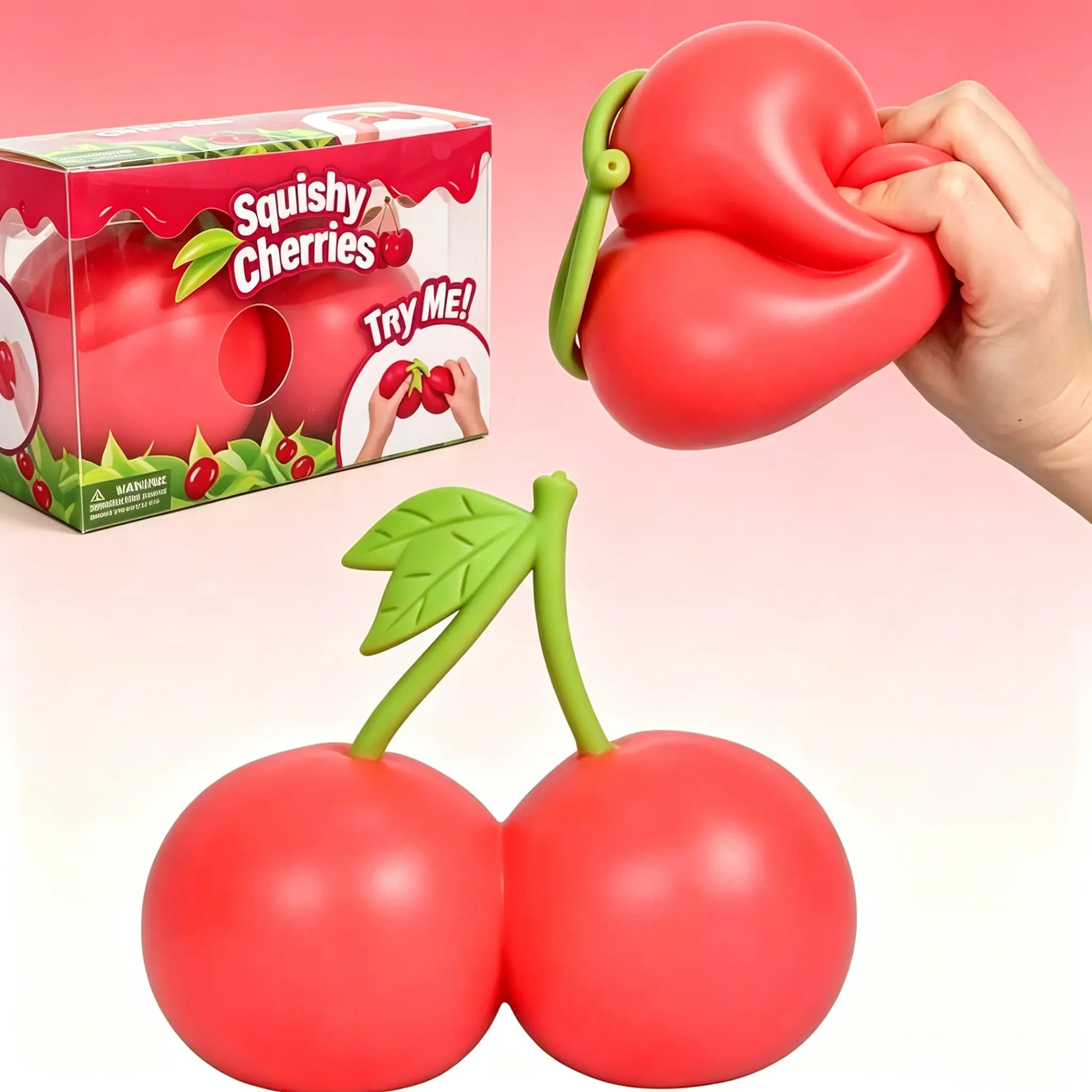 5.5-Inch Giant Sweet Cherry Slow Rising Squishy - Soft Plastic Unisex Stress Reliever, Tactile Sensory Fidget Toy, Moldable Non-Rebound Anxiety Relief Gift for DIY & Hobby Enthusiasts