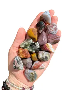 New Moon Beginnings Ocean Jasper Tumbled Stone - Grade AA, Natural Color Variations, Handheld Collection