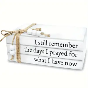 Wooden Book Shaped Ornament, 1 Set Rustic Home Decor, Distressed White Wooden Books, Book Atmosphere Decorates Home Crafts, Office Desk Decor, Signs, Home Decor Products